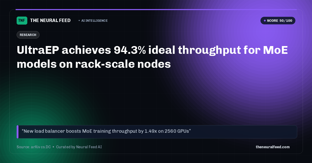 UltraEP achieves 94.3% ideal throughput for MoE models on rack-scale nodes