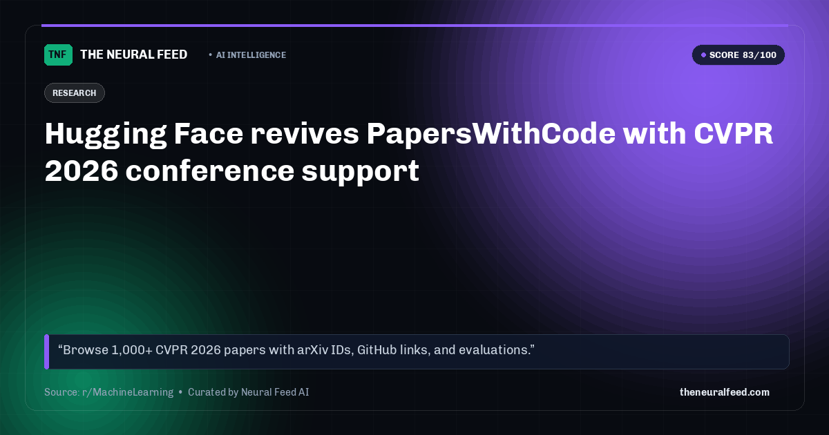 Hugging Face revives PapersWithCode with CVPR 2026 conference support