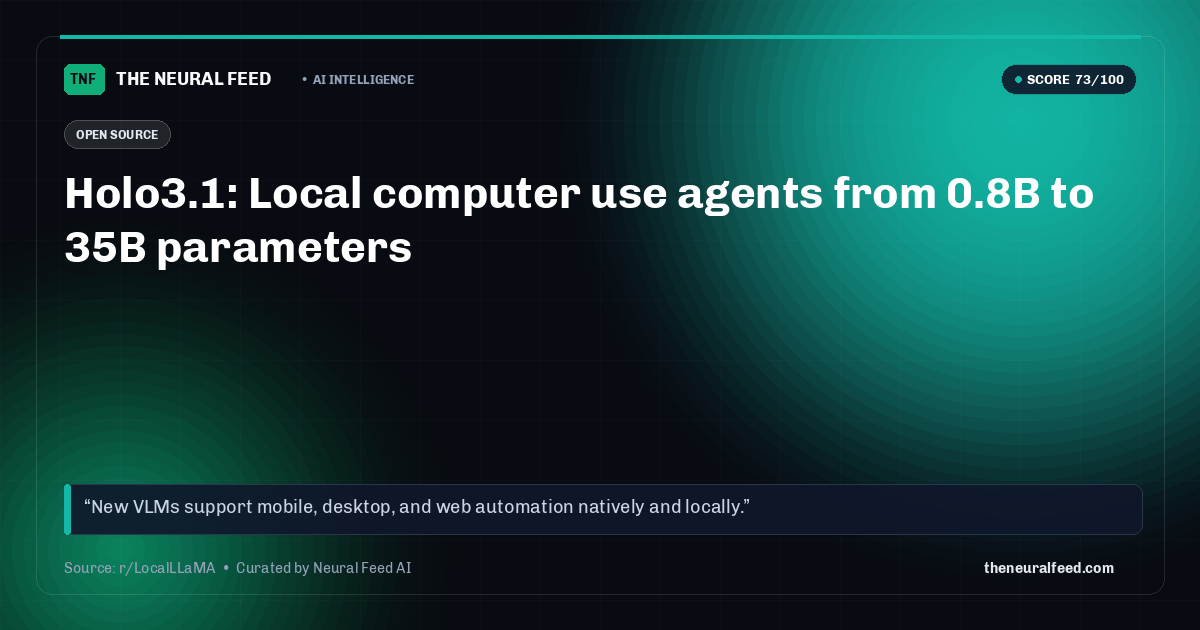 Holo3.1: Local computer use agents from 0.8B to 35B parameters