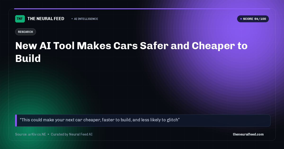 New AI Tool Makes Cars Safer and Cheaper to Build