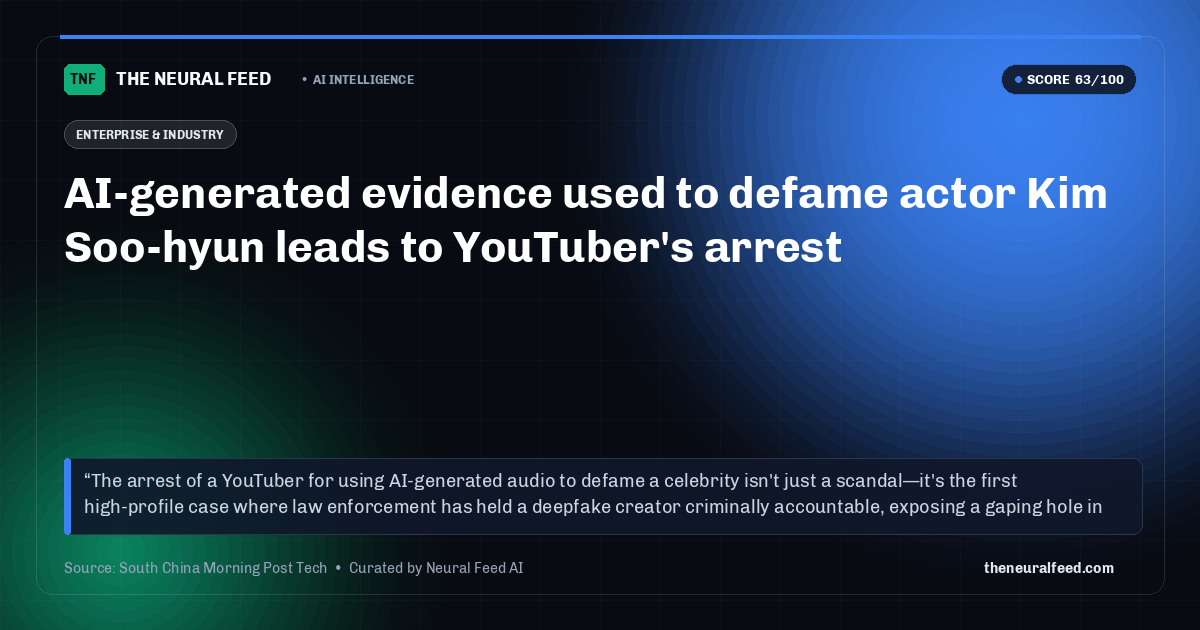 AI-generated evidence used to defame actor Kim Soo-hyun leads to YouTuber's arrest