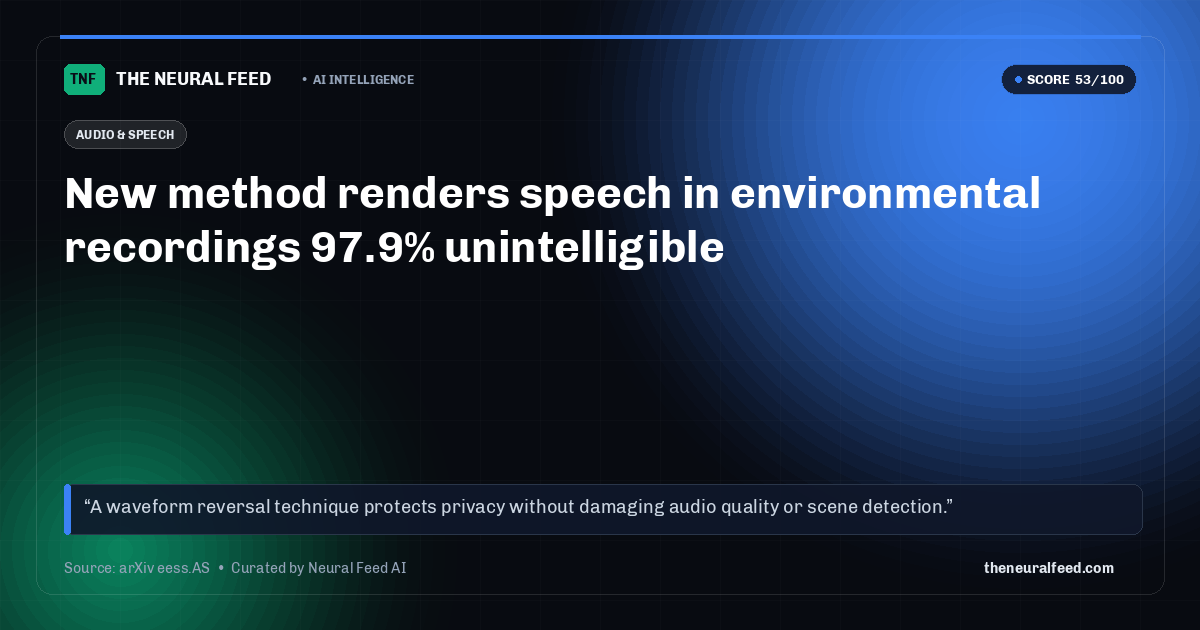 New method renders speech in environmental recordings 97.9% unintelligible