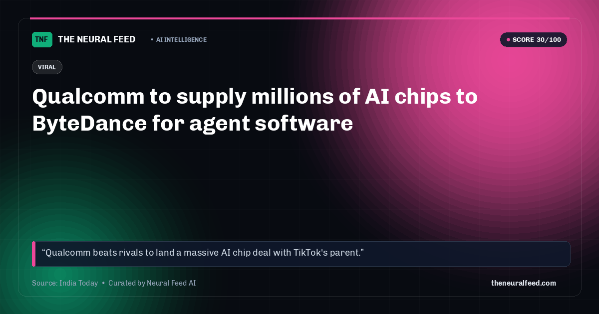 Qualcomm to supply millions of AI chips to ByteDance for agent software