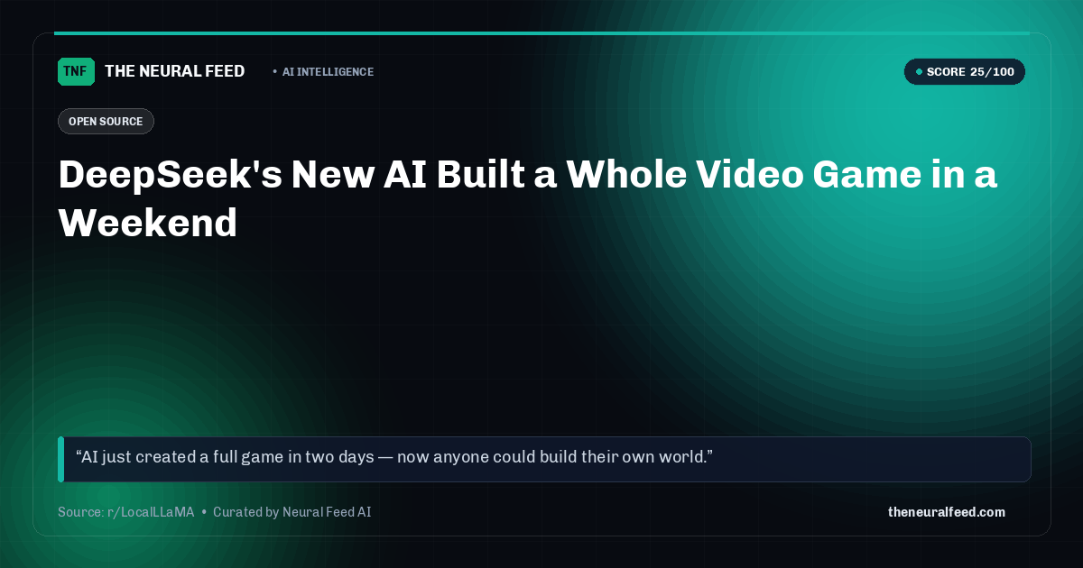 DeepSeek's New AI Built a Whole Video Game in a Weekend