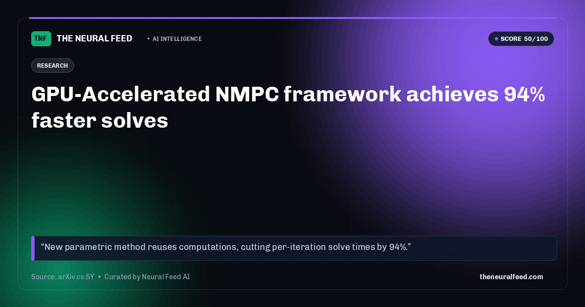 GPU-Accelerated NMPC framework achieves 94% faster solves