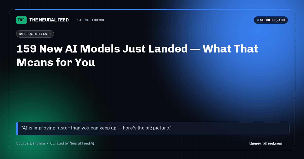 159 New AI Models Just Landed — What That Means for You