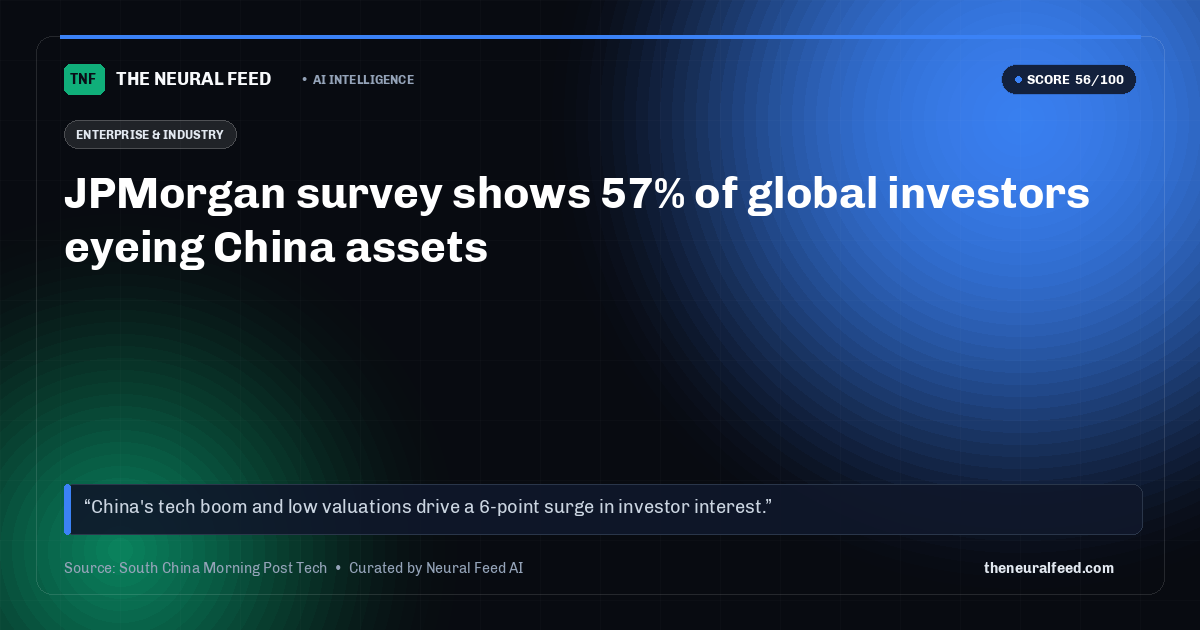 JPMorgan survey shows 57% of global investors eyeing China assets