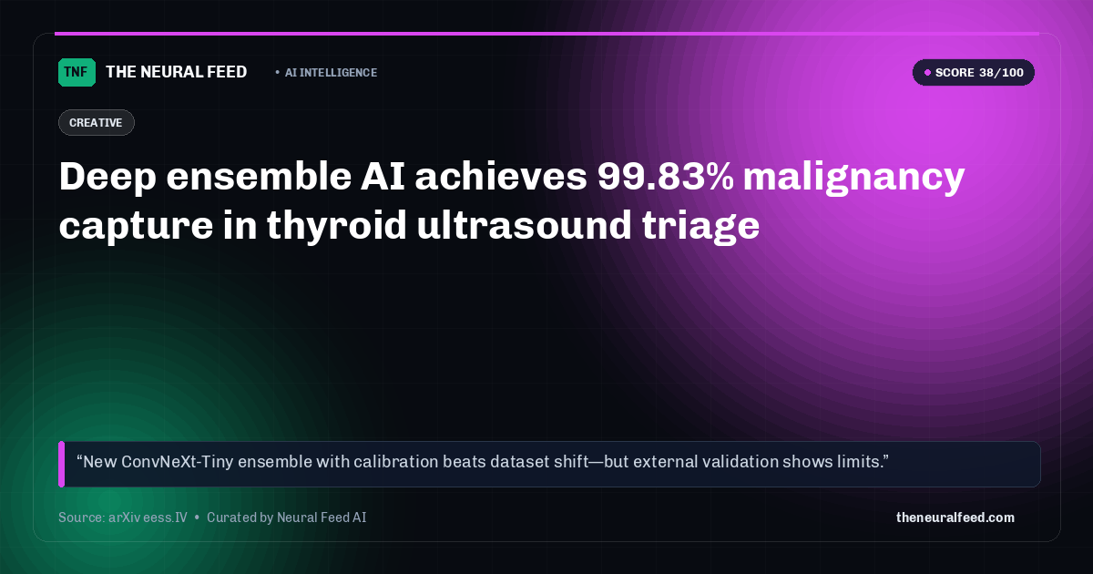 Deep ensemble AI achieves 99.83% malignancy capture in thyroid ultrasound triage