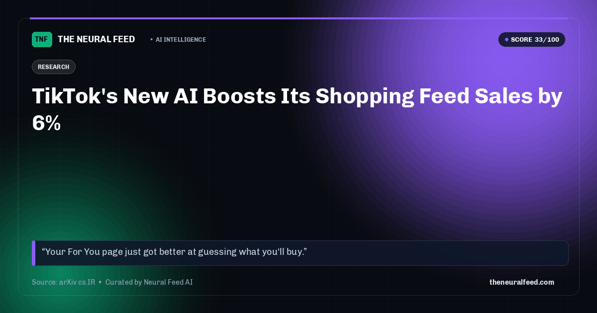 TikTok's New AI Boosts Its Shopping Feed Sales by 6%