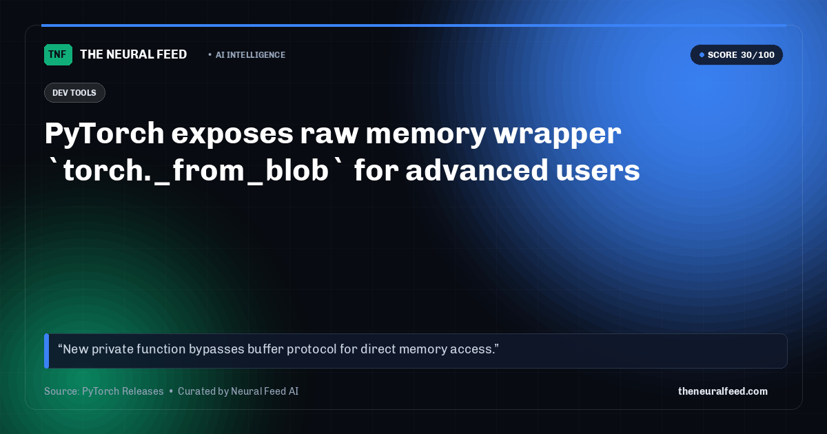 PyTorch exposes raw memory wrapper `torch._from_blob` for advanced users
