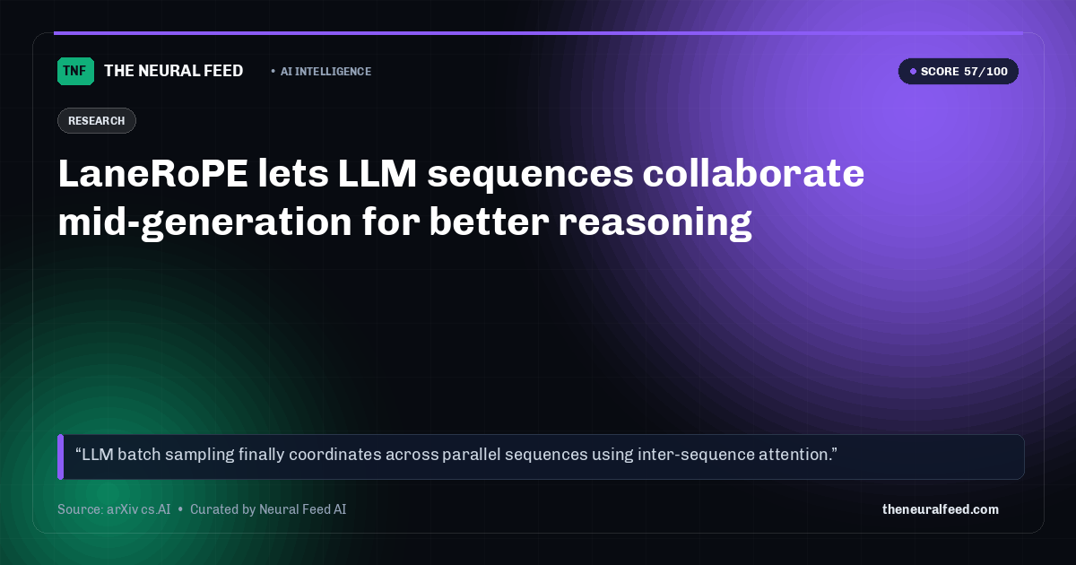 LaneRoPE lets LLM sequences collaborate mid-generation for better reasoning