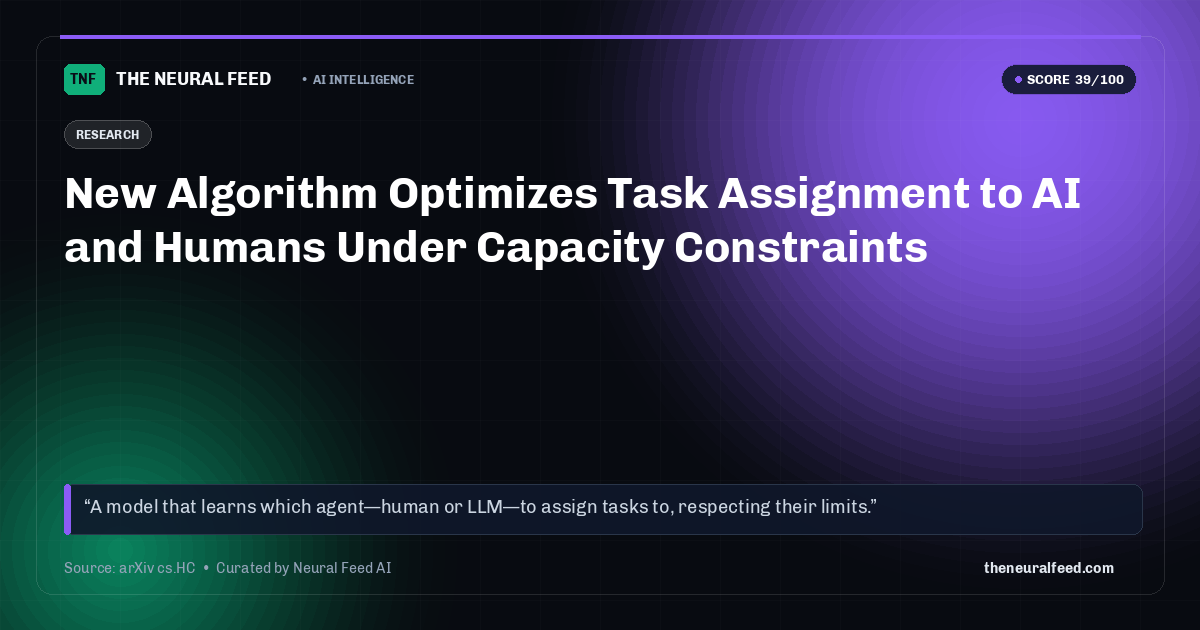 New Algorithm Optimizes Task Assignment to AI and Humans Under Capacity Constraints