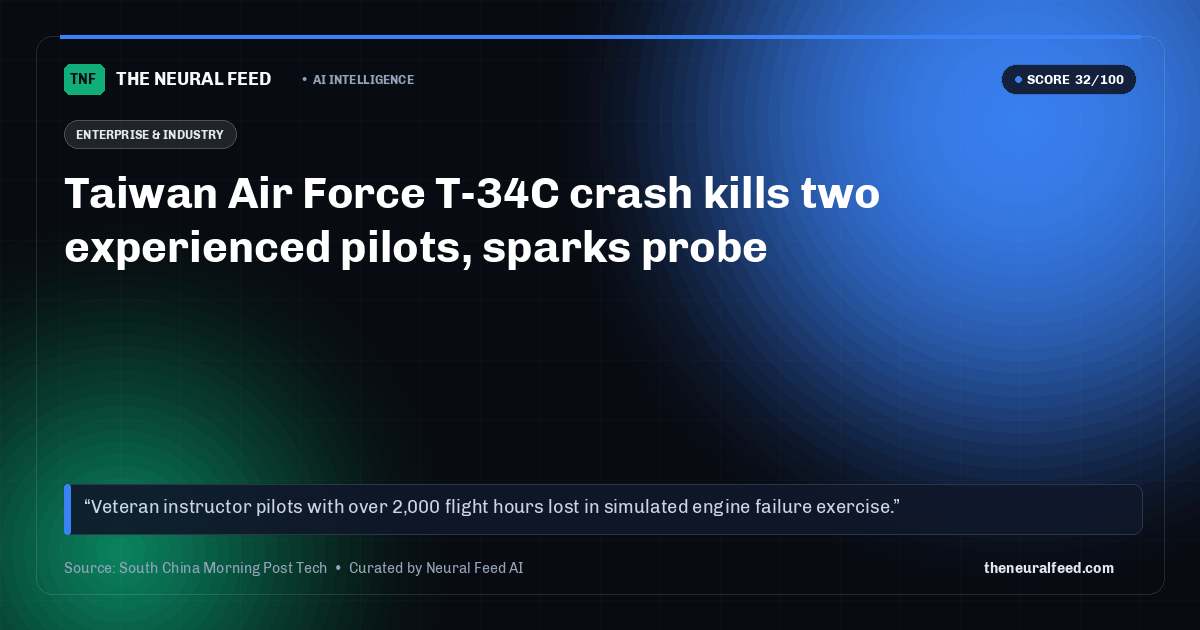 Taiwan Air Force T-34C crash kills two experienced pilots, sparks probe