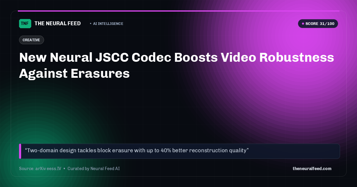 New Neural JSCC Codec Boosts Video Robustness Against Erasures