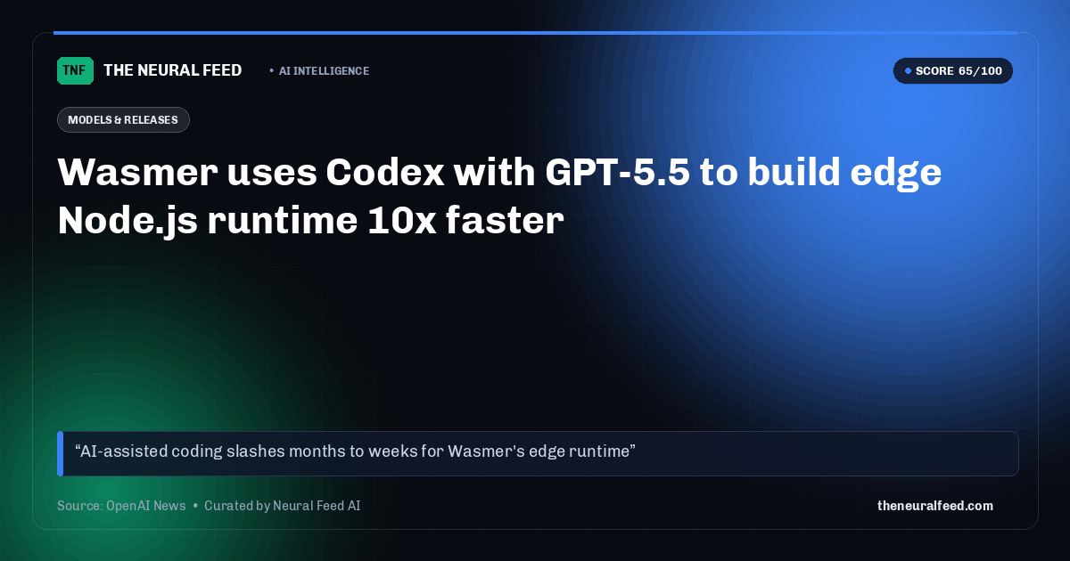 Wasmer uses Codex with GPT-5.5 to build edge Node.js runtime 10x faster