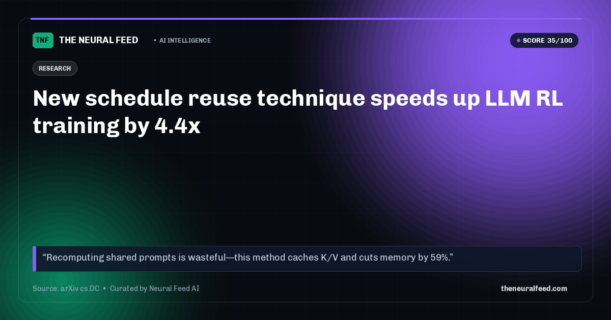 New schedule reuse technique speeds up LLM RL training by 4.4x