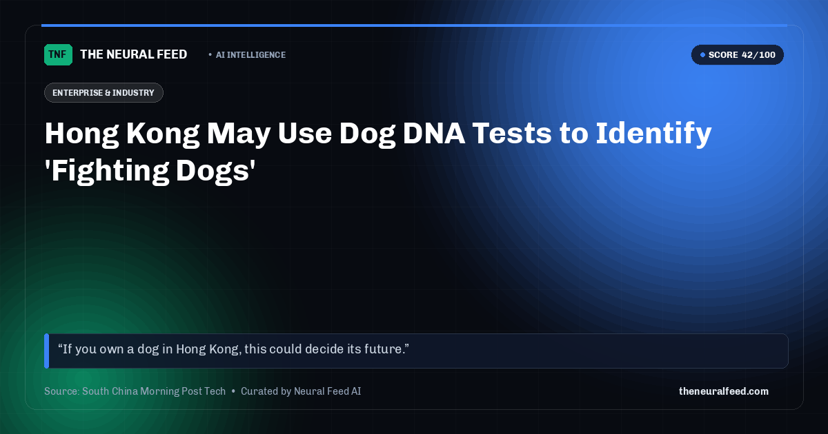 Hong Kong May Use Dog DNA Tests to Identify 'Fighting Dogs'