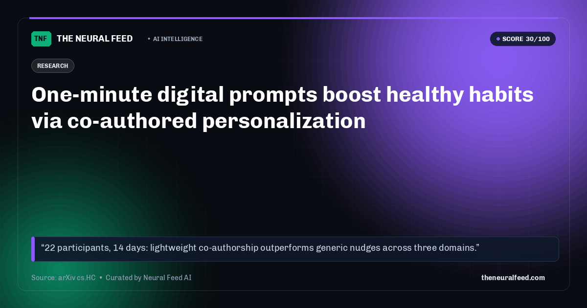 One-minute digital prompts boost healthy habits via co-authored personalization