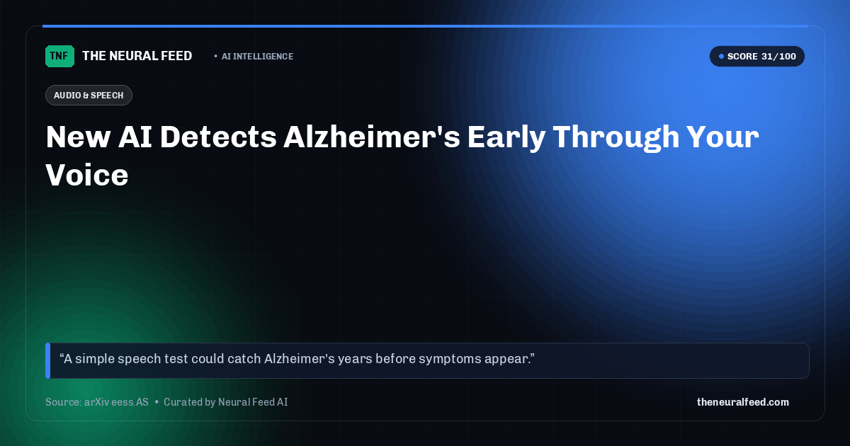 New AI Detects Alzheimer's Early Through Your Voice