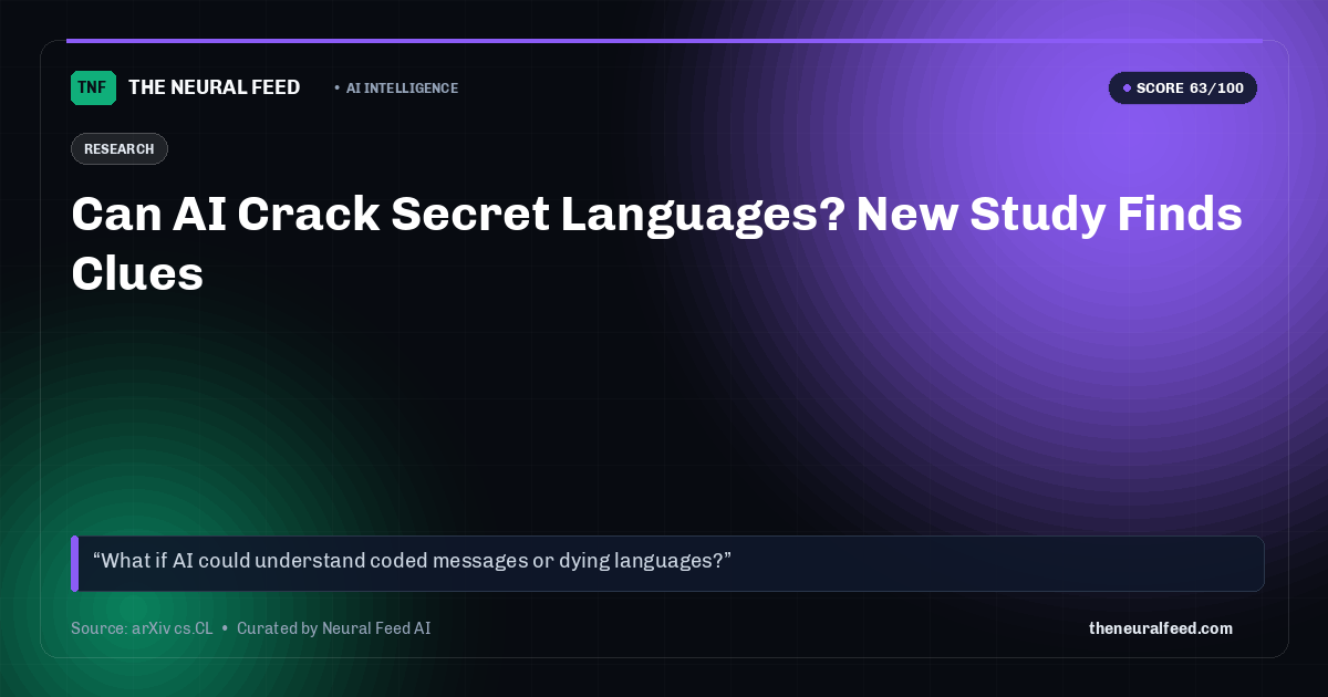 Can AI Crack Secret Languages? New Study Finds Clues