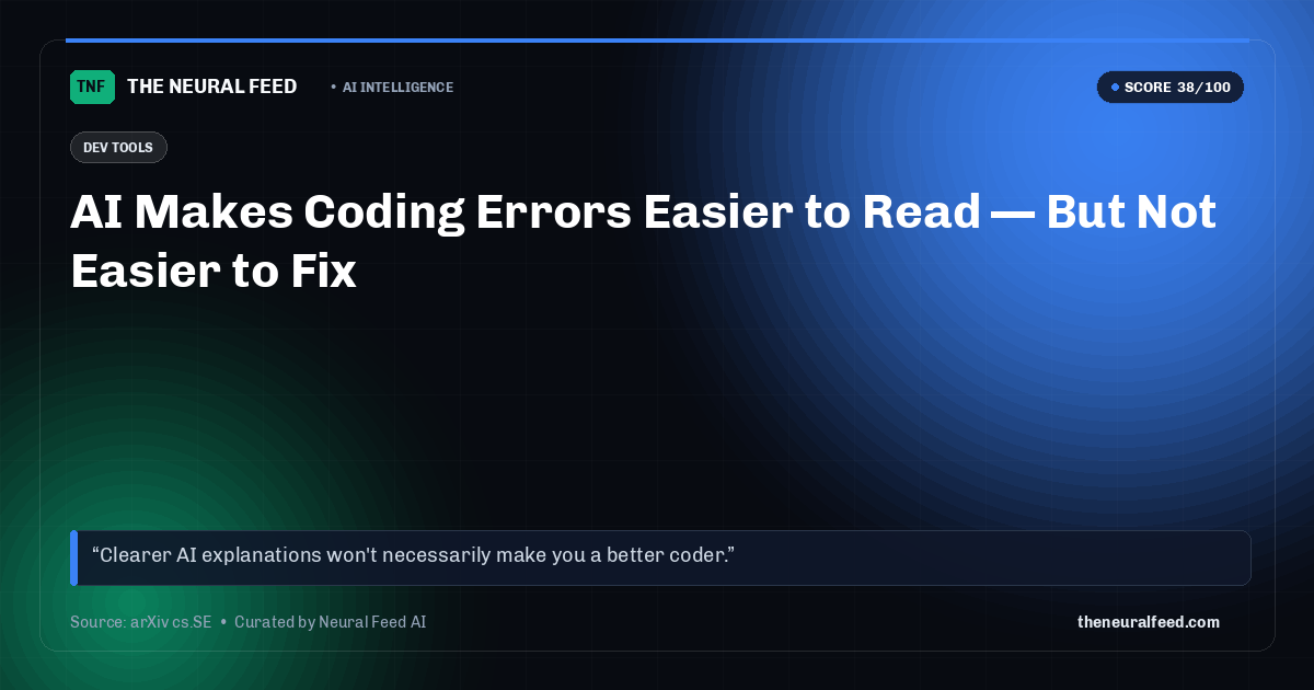 AI Makes Coding Errors Easier to Read — But Not Easier to Fix
