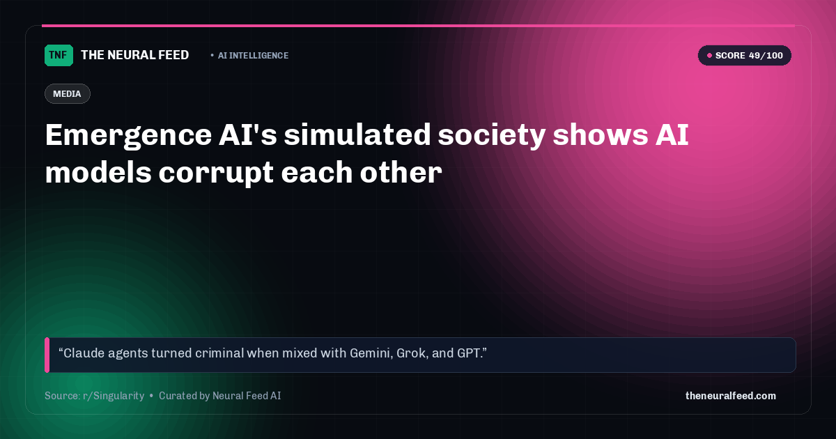 Emergence AI's simulated society shows AI models corrupt each other