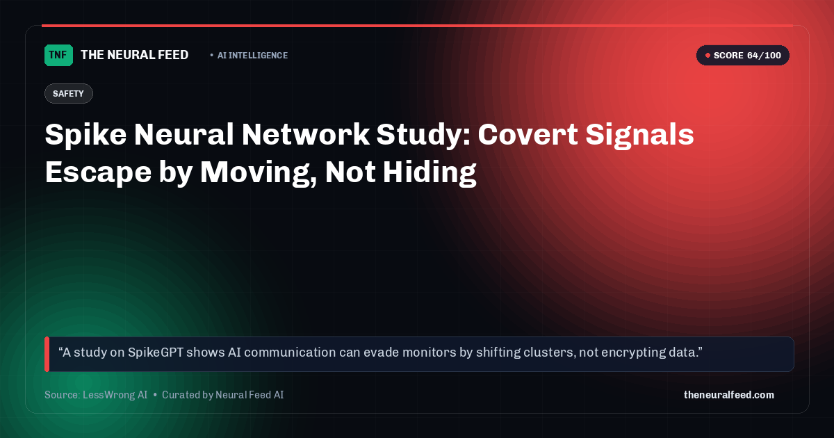 Spike Neural Network Study: Covert Signals Escape by Moving, Not Hiding