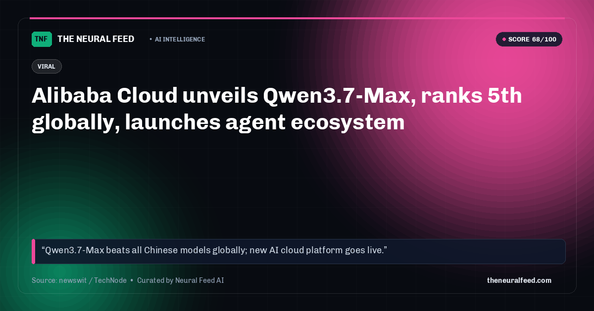 Alibaba Cloud unveils Qwen3.7-Max, ranks 5th globally, launches agent ecosystem