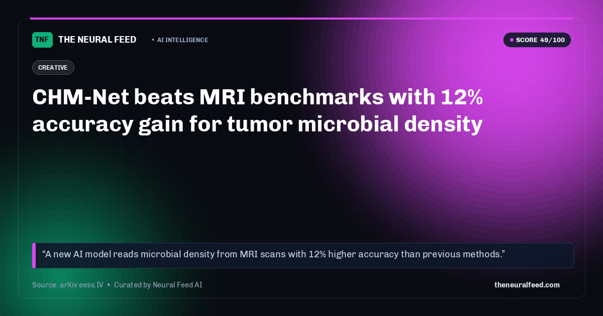 CHM-Net beats MRI benchmarks with 12% accuracy gain for tumor microbial density