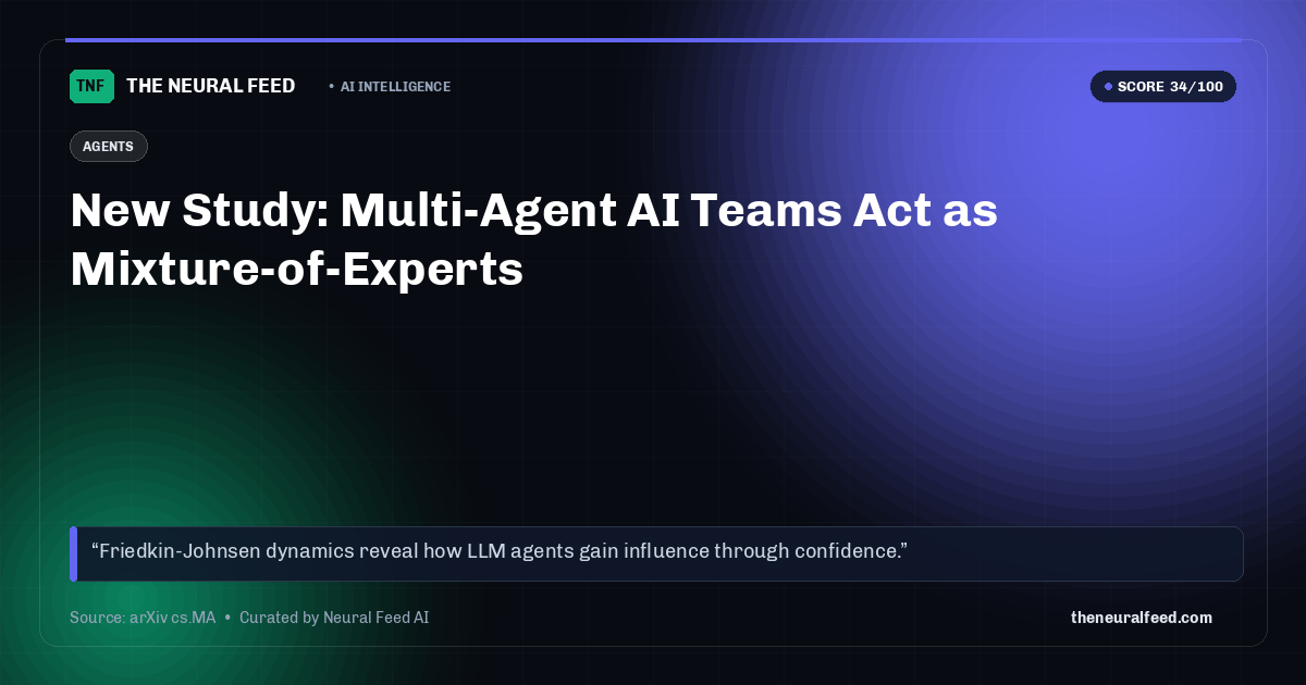 New Study: Multi-Agent AI Teams Act as Mixture-of-Experts