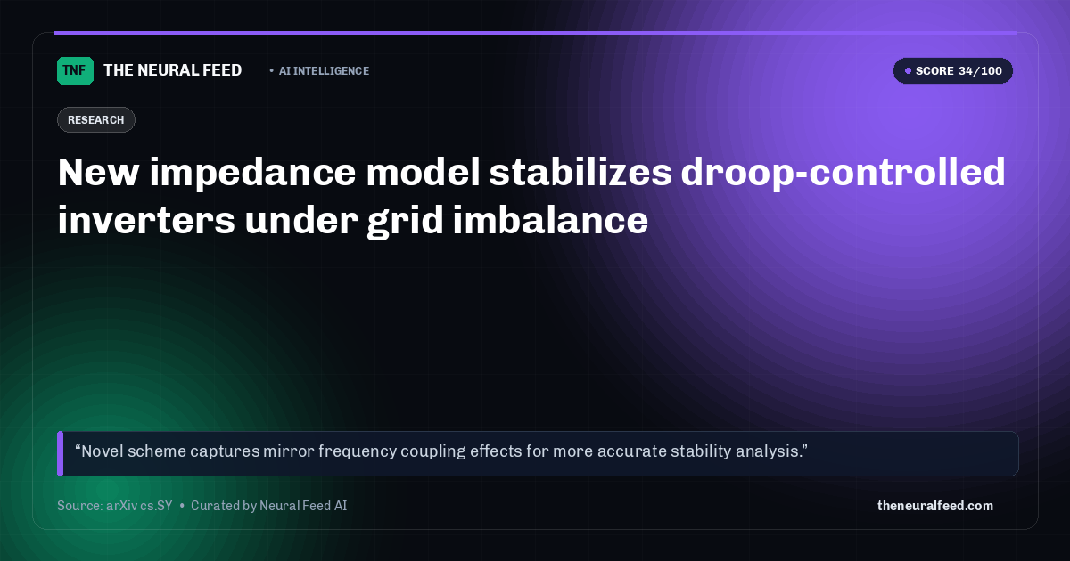 New impedance model stabilizes droop-controlled inverters under grid imbalance