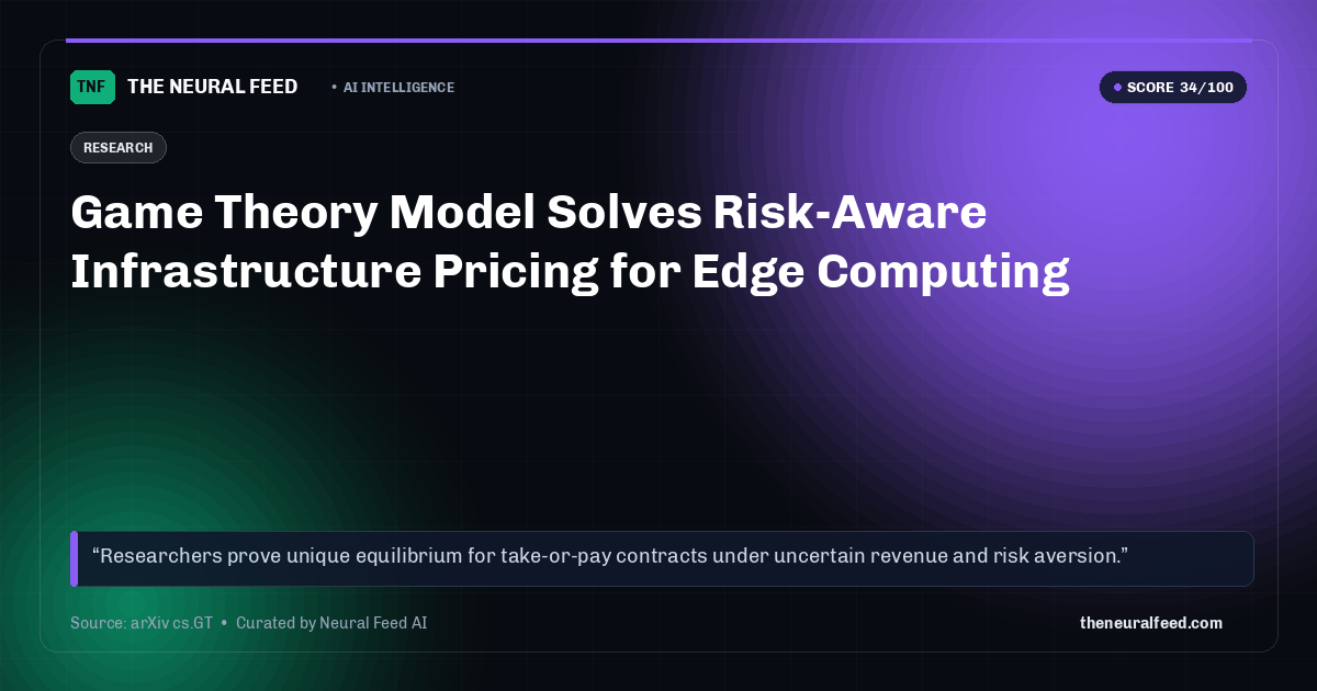 Game Theory Model Solves Risk-Aware Infrastructure Pricing for Edge Computing