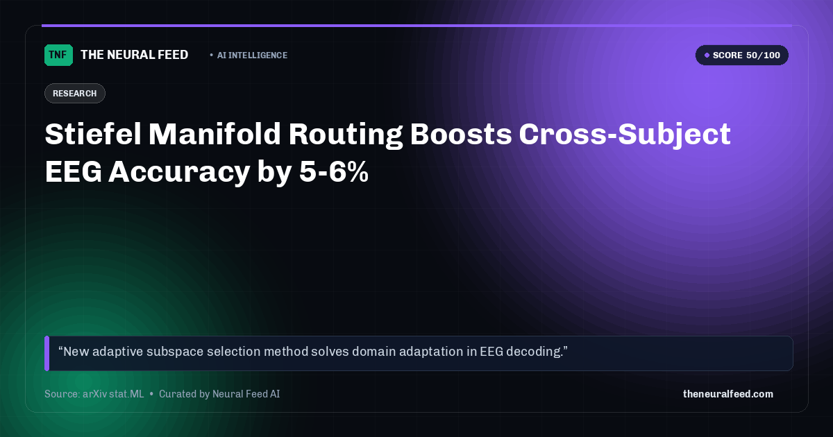 Stiefel Manifold Routing Boosts Cross-Subject EEG Accuracy by 5-6%