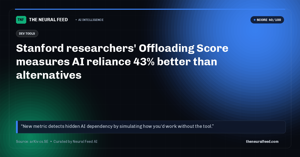 Stanford researchers' Offloading Score measures AI reliance 43% better than alternatives