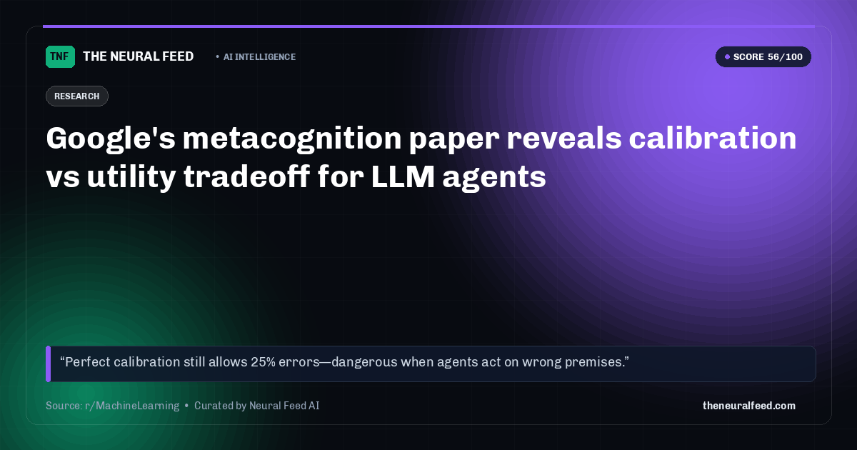 Google's metacognition paper reveals calibration vs utility tradeoff for LLM agents