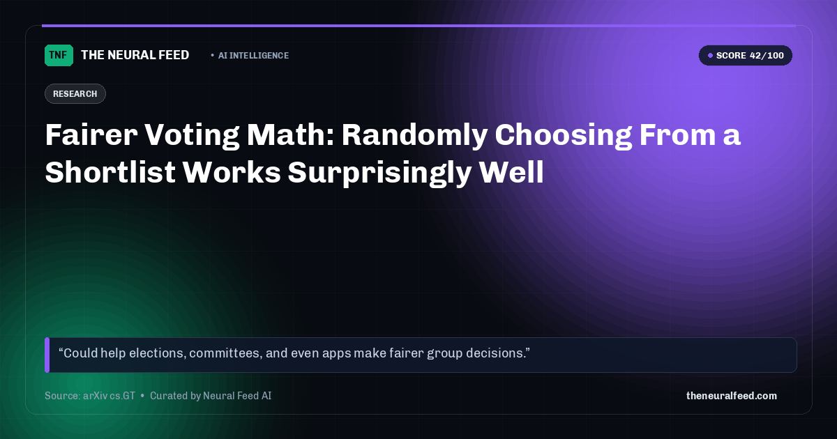 Fairer Voting Math: Randomly Choosing From a Shortlist Works Surprisingly Well