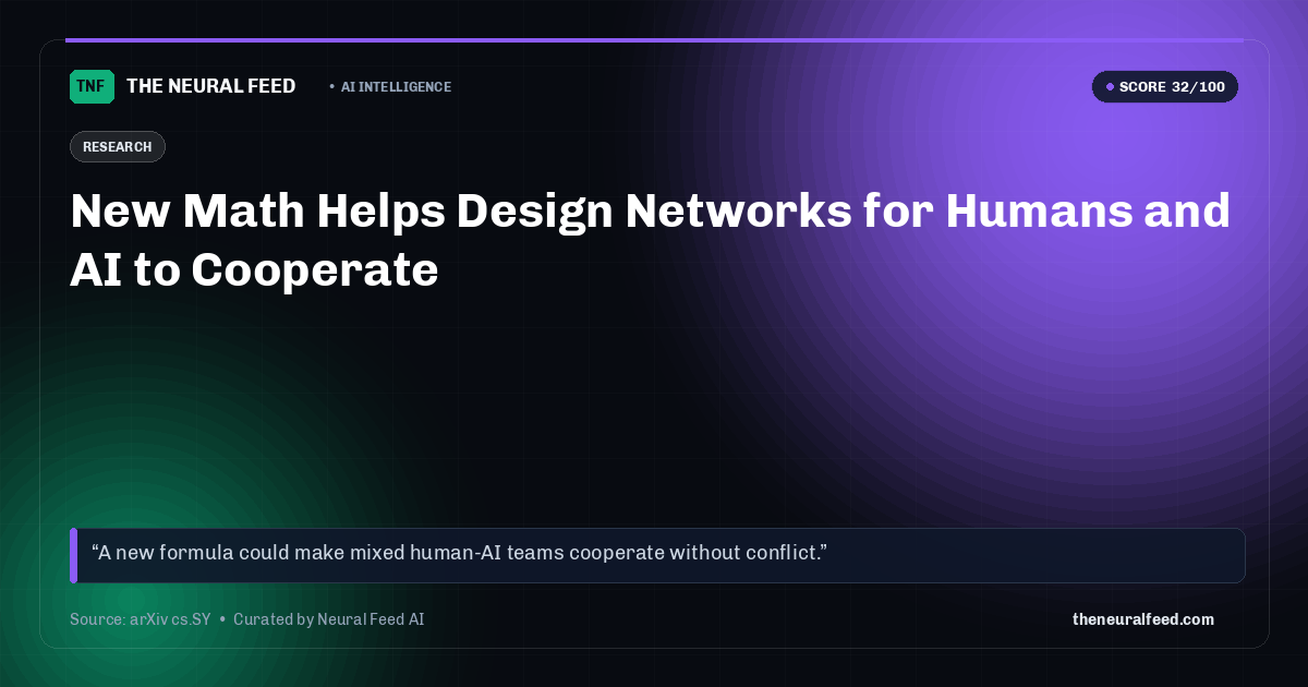 New Math Helps Design Networks for Humans and AI to Cooperate
