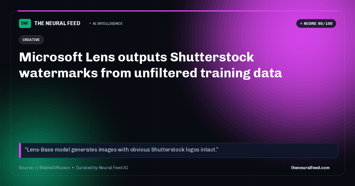 Microsoft Lens outputs Shutterstock watermarks from unfiltered training data