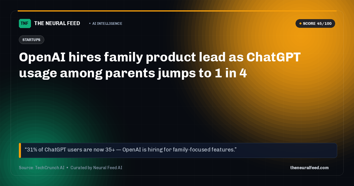 OpenAI hires family product lead as ChatGPT usage among parents jumps to 1 in 4