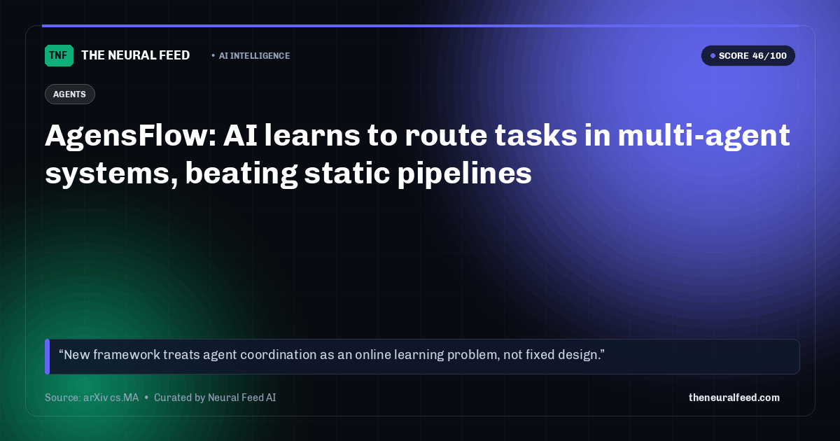 AgensFlow: AI learns to route tasks in multi-agent systems, beating static pipelines