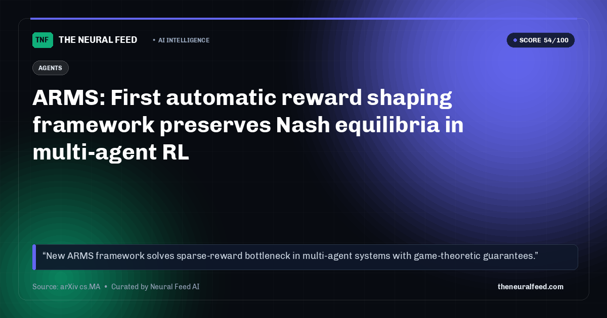 ARMS: First automatic reward shaping framework preserves Nash equilibria in multi-agent RL