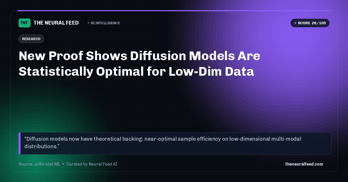New Proof Shows Diffusion Models Are Statistically Optimal for Low-Dim Data
