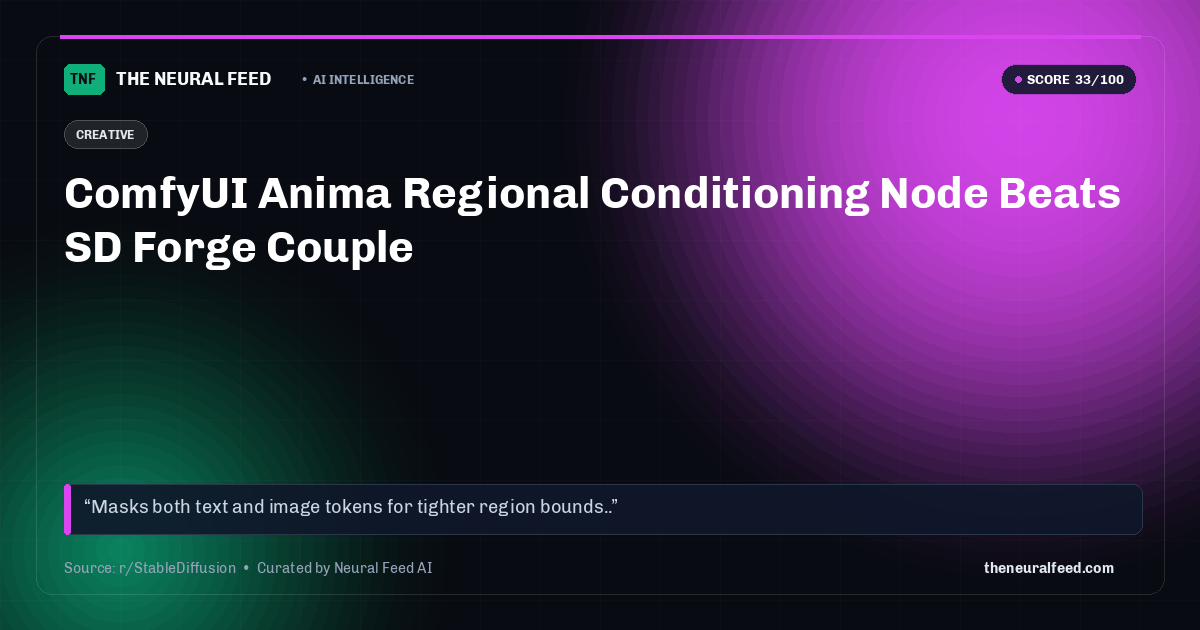 ComfyUI Anima Regional Conditioning Node Beats SD Forge Couple