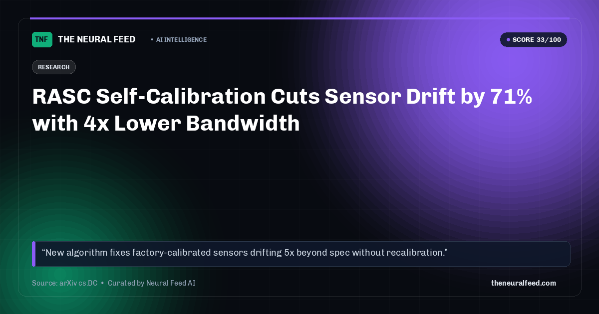 RASC Self-Calibration Cuts Sensor Drift by 71% with 4x Lower Bandwidth