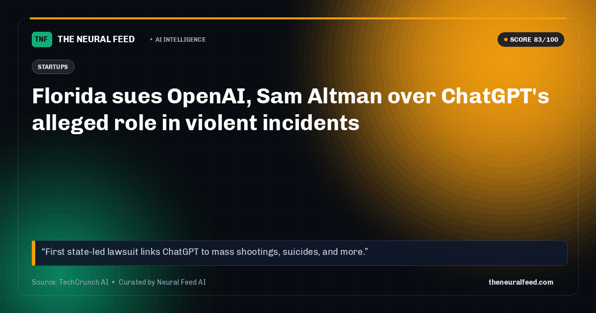 Florida sues OpenAI, Sam Altman over ChatGPT's alleged role in violent incidents