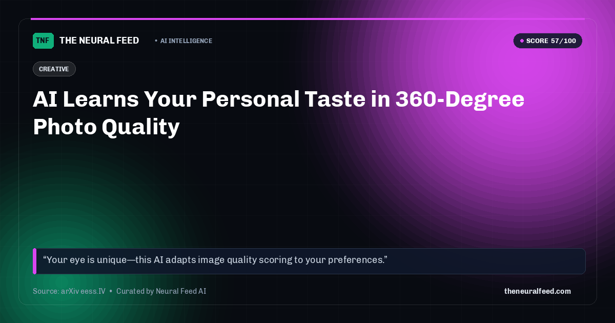 AI Learns Your Personal Taste in 360-Degree Photo Quality