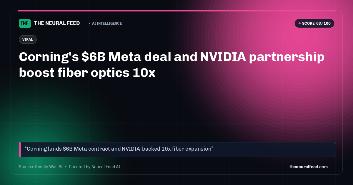 Corning's $6B Meta deal and NVIDIA partnership boost fiber optics 10x