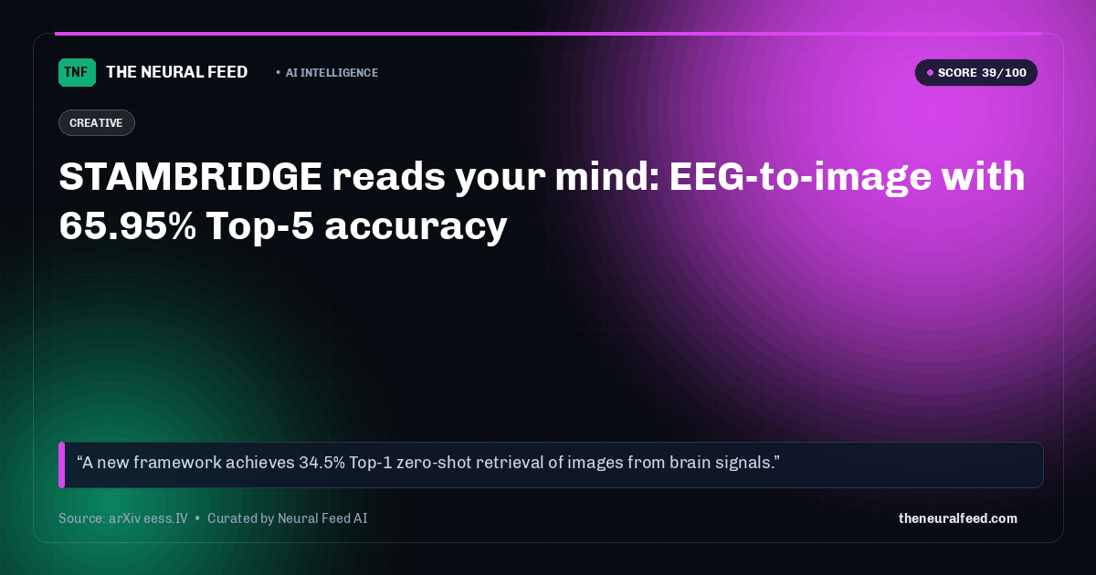 STAMBRIDGE reads your mind: EEG-to-image with 65.95% Top-5 accuracy
