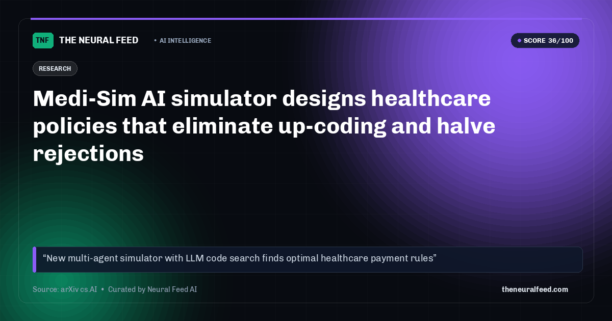Medi-Sim AI simulator designs healthcare policies that eliminate up-coding and halve rejections