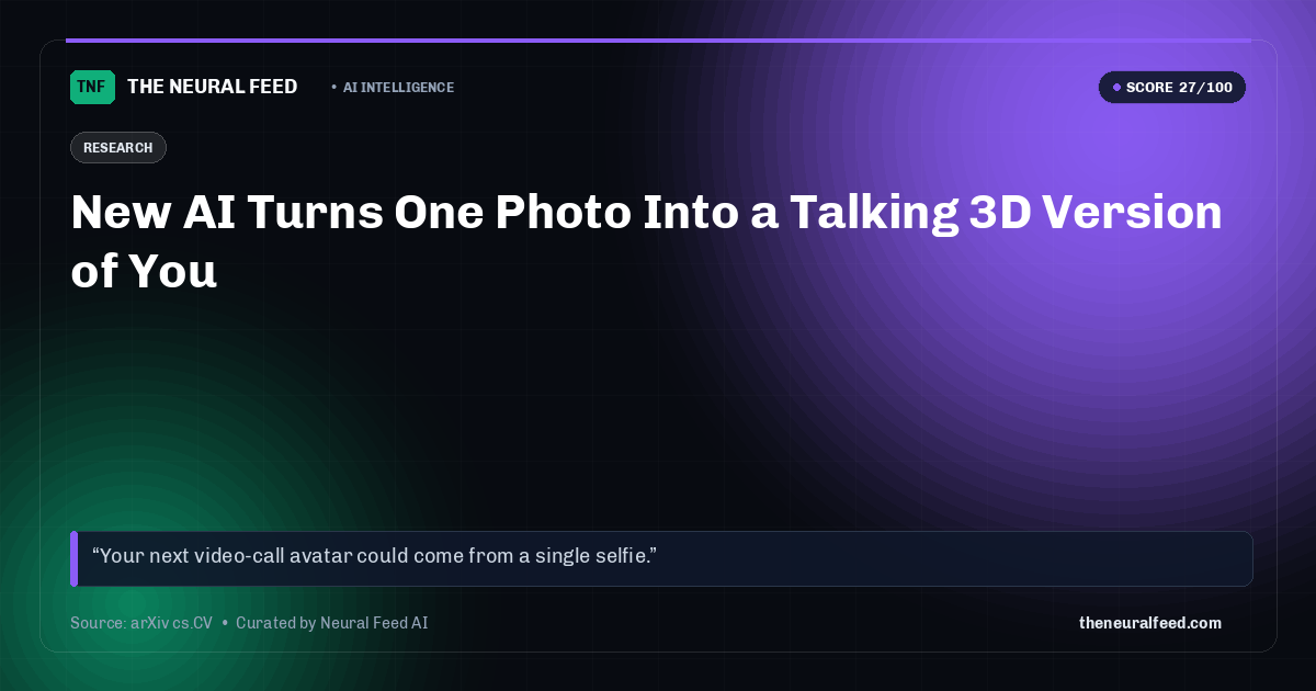 New AI Turns One Photo Into a Talking 3D Version of You